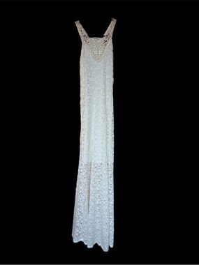 Monteau White Crochet Lace Maxi Dress